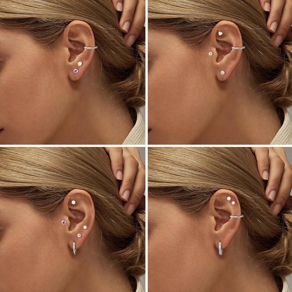 Hypoallergenic Flat Back Earrings For Women-Surgical Steel Earrings For Sensitiv View 4